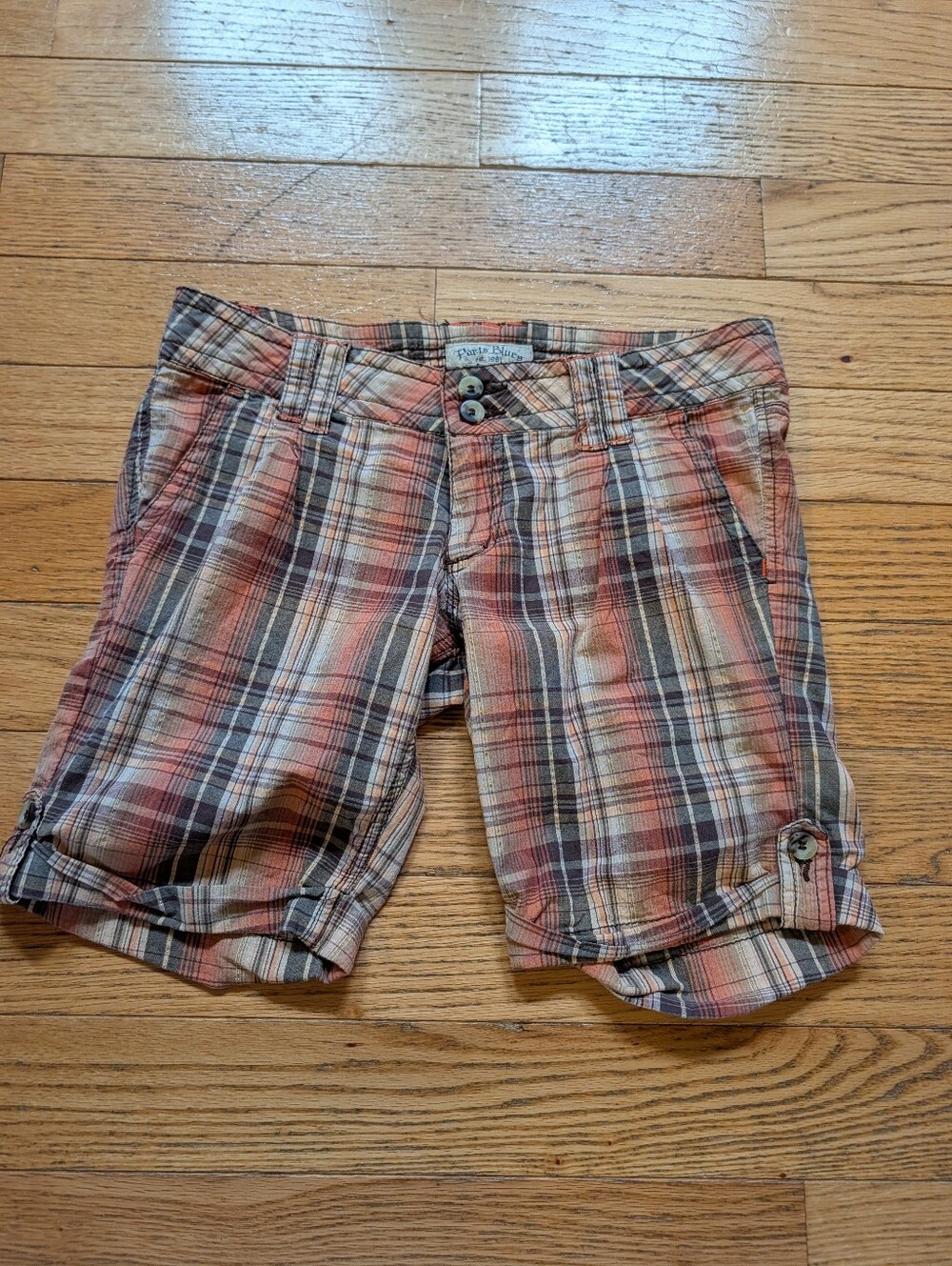 Vintage Y2K 2000s Paris Blues Plaid Shorts Indie Sleeze Retro Grunge Bermuda Vtg